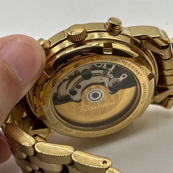 Rousseau R183-809 Gold Stainless Steel Automatic Dress Watch Blue Dial 3 ATM main image 11